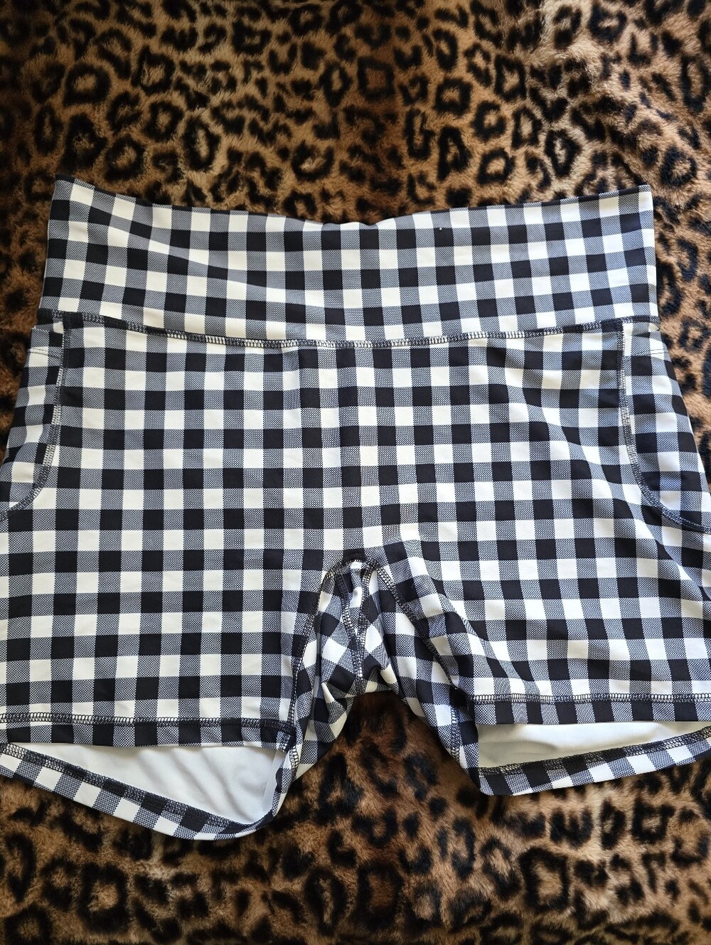 Old Navy Womens Bike Shorts Navy Gingham Size XXL